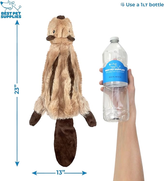 Best Pet Supplies Stuffing Free Squeaky Dog Toys for Small Dogs, Medium Dogs, and Large Dogs, Durable, Best Dog Chew Toy for Teething Puppy, Indoor Play, Holds Plastic Bottle - Squirrel, Large