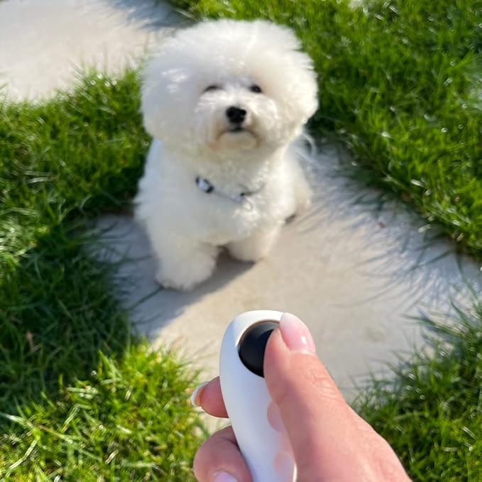 Premium Quality Cat & Dog Training Clicker with a Wrist Strap. Lightweight Unique Design, Effective Pet Training Tool for Cats or Puppies (White)