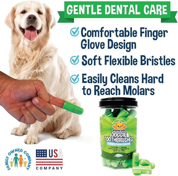 Bodhi Dog Finger Toothbrush for Dogs & Cats | Puppy Toothbrush with Soft & Flexible Silicone Bristles for Pet Dental Care | Easy Teeth Cleaning Dog Finger Toothbrush, 50 Count