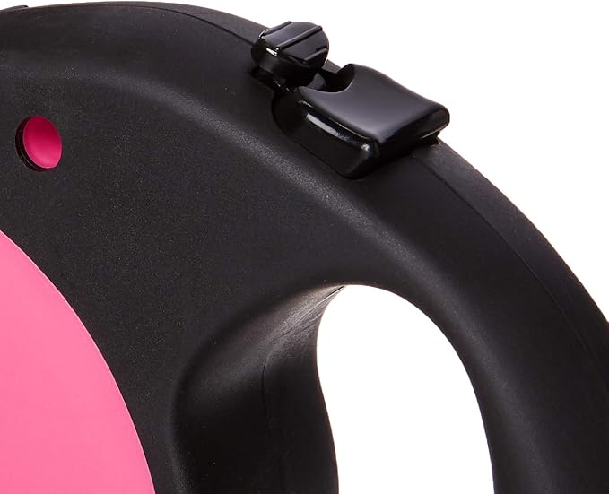 doggo Everyday Retractable Dog Leash, 16' Long Belt, Large for Dogs Up to 110 lbs, Pink with Black Soft Grip Handle