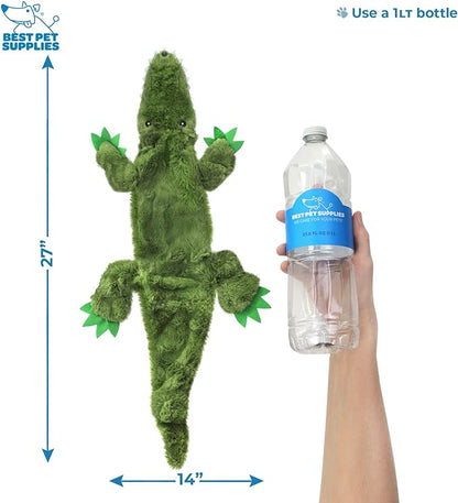 Best Pet Supplies Stuffing Free Squeaky Dog Toys for Small Dogs, Medium Dogs, and Large Dogs, Durable, Best Dog Chew Toy for Teething Puppy, Indoor Play, Holds Plastic Bottle - Alligator, Large