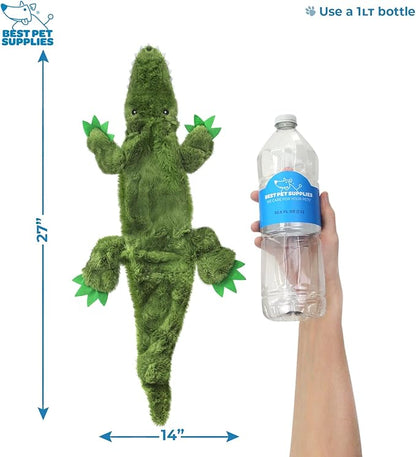 Best Pet Supplies Stuffing Free Squeaky Dog Toys for Small Dogs, Medium Dogs, and Large Dogs, Durable, Dog Chew Toy for Teething Puppy, Indoor Play, Holds Plastic Bottle - Wild Duck, Alligator, Large