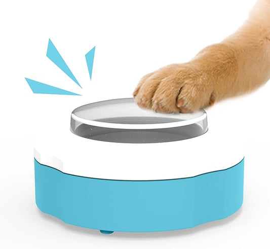 PETGEEK Automatic Dog Treat Dispenser Button, Dog Puzzle Memory Training Activity Toy- IQ Training Dog Button, Remote Dog Button Treat Dispenser for Dogs (Blue Button)