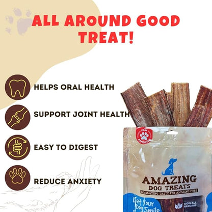 Amazing Dog Treats - Beef Esophagus Jerky for Dogs (6 Inch - 25 Pc/Pack) - Beef Gullet Dog Chews - Beef Esophagus Dog Treats