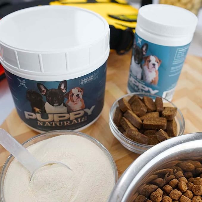 Puppy Naturals | Muscle Building Immunity Milk Replacer + 10 in 1 Puppy MultiVitamin Nutrient Chew | Veterinarian Formulated. Nutritional Support for Growing Puppies (60 Servings).