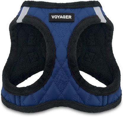 Voyager Step-In Plush Dog Harness – Soft Plush, Step In Vest Harness for Small and Medium Dogs by Best Pet Supplies - Harness (Royal Blue Faux Leather), M (Chest: 16 - 18")