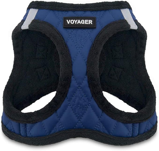Voyager Step-In Plush Dog Harness – Soft Plush, Step In Vest Harness for Small and Medium Dogs by Best Pet Supplies - Harness (Royal Blue Faux Leather), M (Chest: 16 - 18")