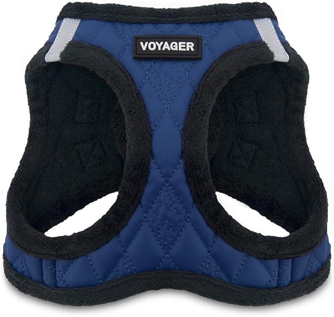 Voyager Step-In Plush Dog Harness – Soft Plush, Step In Vest Harness for Small and Medium Dogs by Best Pet Supplies - Harness (Royal Blue Faux Leather), XS (Chest: 13 - 14.5")