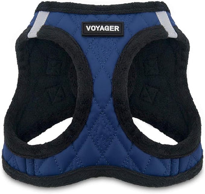 Voyager Step-In Plush Dog Harness – Soft Plush, Step In Vest Harness for Small and Medium Dogs by Best Pet Supplies - Harness (Royal Blue Faux Leather), XS (Chest: 13 - 14.5")