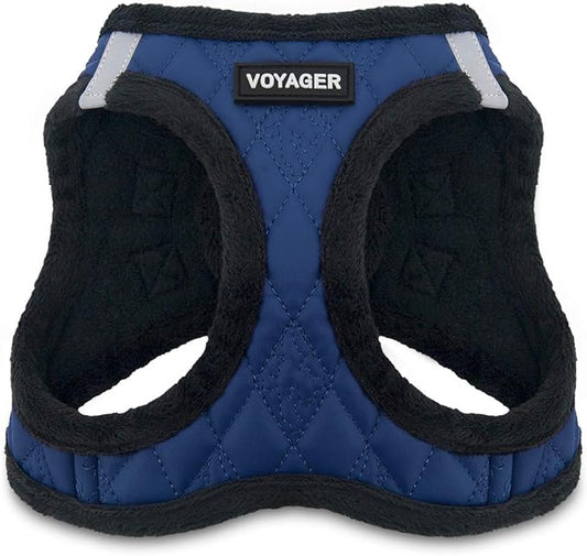 Voyager Step-In Plush Dog Harness – Soft Plush, Step In Vest Harness for Small and Medium Dogs by Best Pet Supplies - Harness (Royal Blue Faux Leather), XS (Chest: 13 - 14.5")