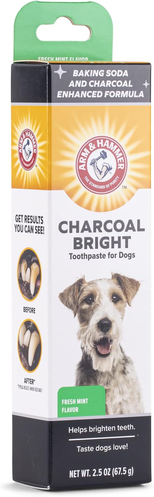 Arm & Hammer Charcoal Bright Toothpaste for Dogs, Charcoal | Pet-Safe, Natural Dog Toothpaste & Breath Freshener with Charcoal & Enzymes | 2.5oz Canine Teeth Cleaning Paste Arm & Hammer