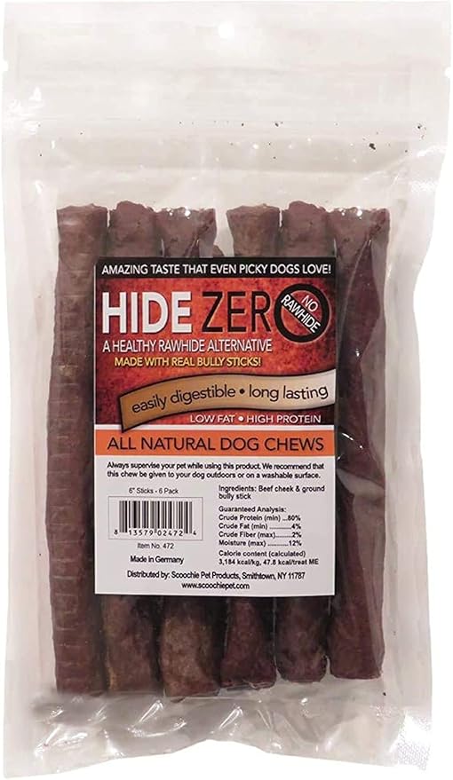 Hide Zero Beef Sticks for Dogs Made with Real Bully | All Natural Beef & Bully Stick Combo Treats | No Rawhide Easily Digestible Dog Chews (10 Inch - 4 Pack)