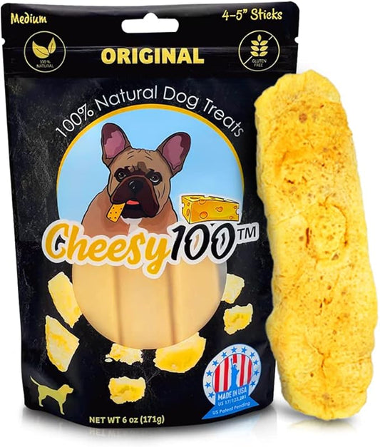 Cheese Dog Chews|US-Crafted for Puppies & Dogs |Softer Natural Alternative to Himalayan Dog Chews & Yak Chews| Salt & Rawhide-Free| Tastier than Yak Chews (3 Medium Sticks)