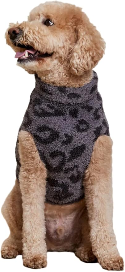 Barefoot Dreams CozyChic BITW Pet Sweater, Dog Clothes, Dog Sweater, Dog Accessories, in The Wild, Graphite/Carbon, SM