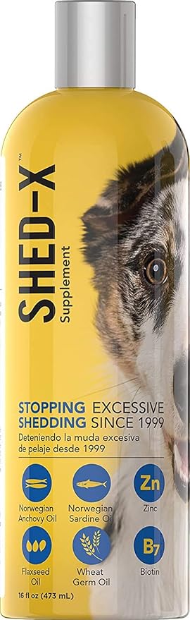 Shed-X Liquid Dog Supplement, 16oz – 100% Natural – Helps Control Excessive Dog Shedding with Fish Oil for Dogs Supplement of Essential Fatty Acids, Vitamins, and Minerals