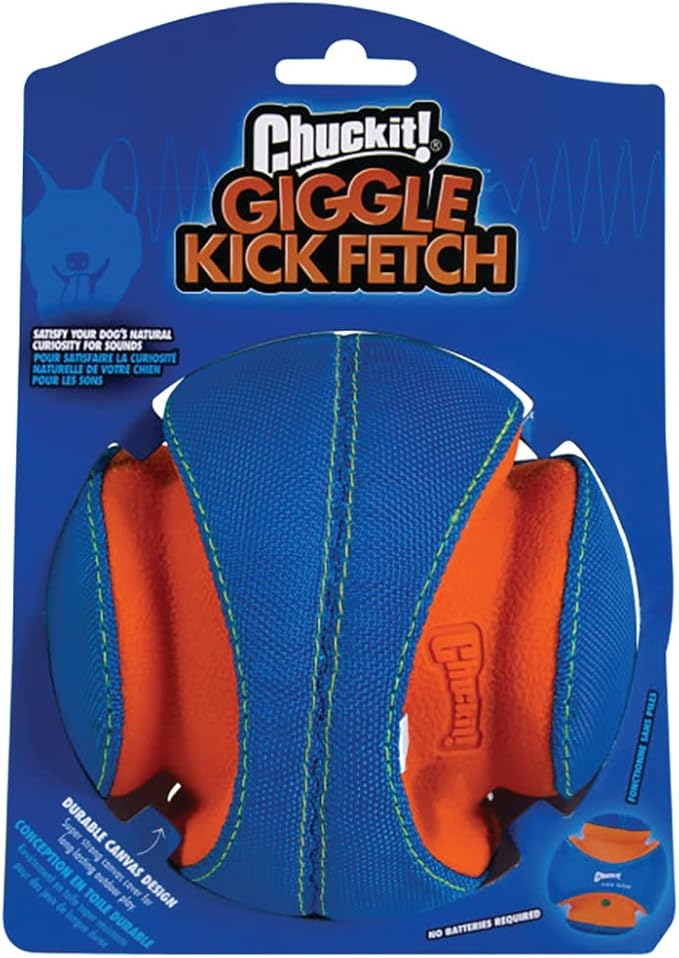 ChuckIt! Kick Fetch Dog Toy Ball With Giggle Sounds, Small