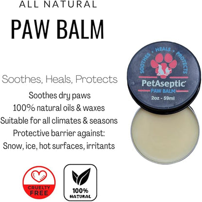 Paw Balm for Dogs | Soothes, Heals, & Protects Paws | 100% All Natural Oils & Waxes | Protects Against Snow, Ice, Hot Pavement | All Seasons Protection | Provides Fast Relief | 2oz Tin