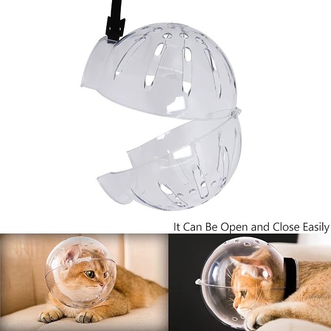 Cat Muzzle Cat Helmet Cat Transparent Muzzle XL Size, Breathable Cat Hood, Adjustable Kitten Astronaut Helmet Prevent from Cats Biting Chewing Grooming, Cat Ball Mask for Aggressive Cat