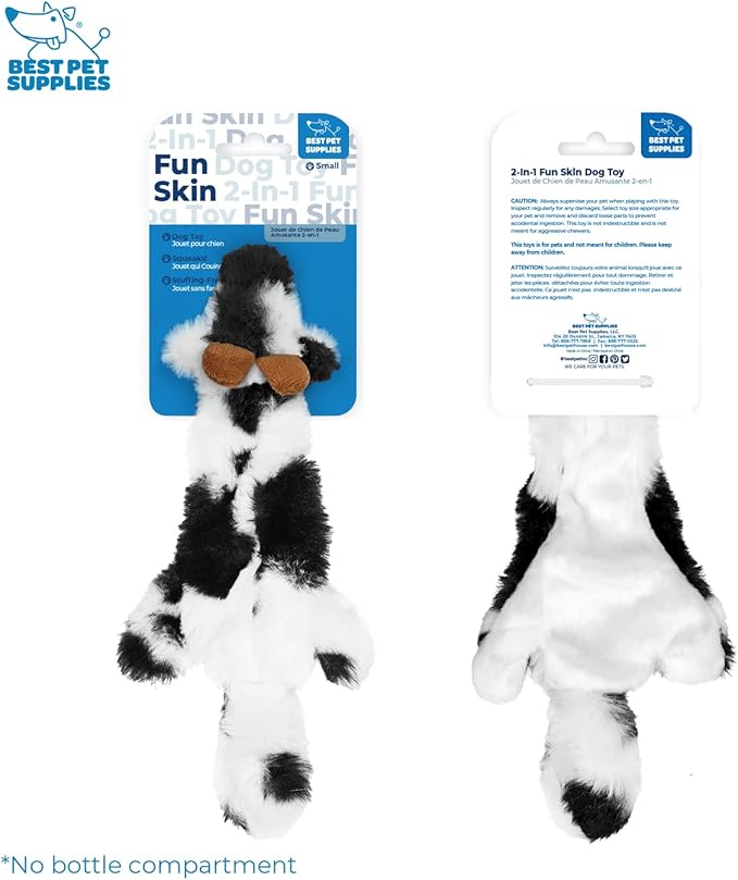 Best Pet Supplies Stuffing Free Squeaky Dog Toys for Small Dogs, Medium Dogs, and Large Dogs, Durable, Best Dog Chew Toy for Teething Puppy, Indoor Play - Cow, Small