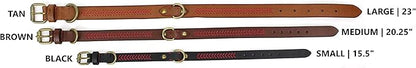 Rawlings | Baseball Stitch Leather Dog Collar | Multiple Sizes | Multiple Colors