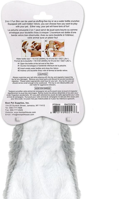 Best Pet Supplies Stuffing Free Squeaky Dog Toys for Small Dogs, Medium Dogs, and Large Dogs, Durable, Best Dog Chew Toy for Teething Puppy, Indoor Play, Holds Plastic Bottle - Raccoon, Medium