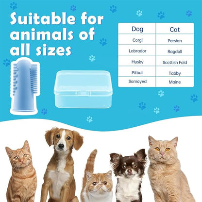 Dog Toothbrush, Cat ToothbrushTeeth Cleaning, The 2-Sided Design of The Dog Finger Toothbrush Conforms to ergonomicswith Comfortable Dog Tooth Brushing kit
