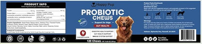 Probiotics for Dogs – Natural Digestion & Health Supplement, Support Gut Health, Nutrient Absorption, Diarrhea, Digestive Health, No Artificial Ingredients 120 Soft Chews Chicken