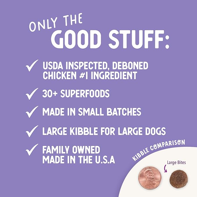 Health Extension Large Bites Dry Dog Food, Natural Food for Adult Large Breed Dogs with added Vitamins & Mineral, Chicken & Brown Rice Recipe (30 lb / 13.6 kg)