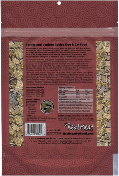 Real Meat Air Dried Cat Food & Dog Food w/Real Turkey & Venison - 1.75lbs of USA-Crafted Grain-Free Dry Dog & Cat Food Sourced from All-Natural Free-Range Venison & Turkey - High Protein Pet Food