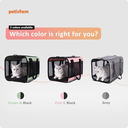 petisfam Easy Load Soft Pet Carrier Bag for Large and Medium Cats with Top Entry and Shoulder Strap. Sturdy, Well-ventilated, Collapsible for Easy Storage, Easy Vet Visits