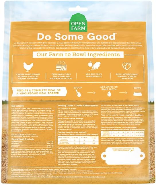 Open Farm Freeze Dried Raw Dog Food, Humanely Raised Meat Recipe with Non-GMO Superfoods and No Artificial Flavors or Preservatives (31.5 Ounce (Pack of 1), Harvest Chicken Recipe)