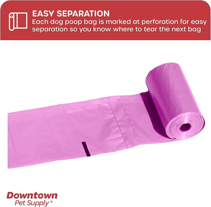 Downtown Pet Supply 220 Count Dog Poop Bags Refills with Leash Clip and Bone Bag Dispenser, Pink - Dog Waste Bags Unscented and Leak-Proof with Dog Poop Bag Dispenser - 12.5 x 8.5"