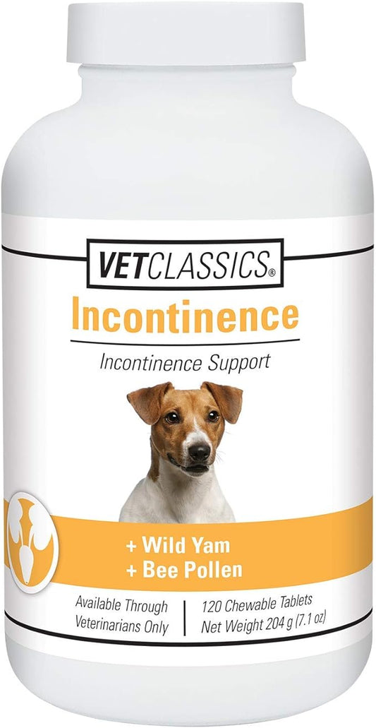 Vet Classics Bladder, Incontinence Support Dog Supplement – Supports Bladder Health for Dogs, Helps With Pet Incontinence – Includes Phytoestrogens, Botanicals – Chewable Tablets – 120 Ct.