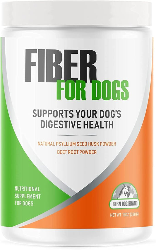 Fiber for Dogs Psyllium Seed Husk Powder & Dehydrated Beet Root Powder Aids a Number of Intestinal Disorders in Dogs Including Diarrhea, Constipation & Anal Gland Issues. Available in 6 and 12 oz.