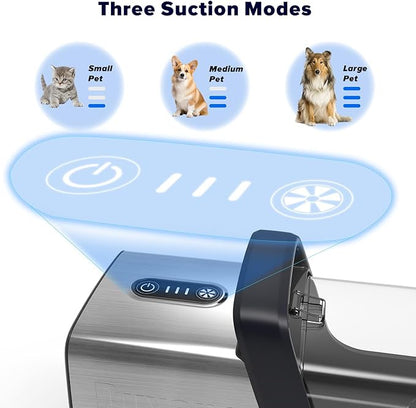 Dog Grooming Kit & Dog Hair Vacuum,15000 Pa Powerful Suction, Pet Grooming Vacuum Removes 99% Pet Hair, includes Clippers, Brush, Nail Trimmer Grinder, Stainless Steel