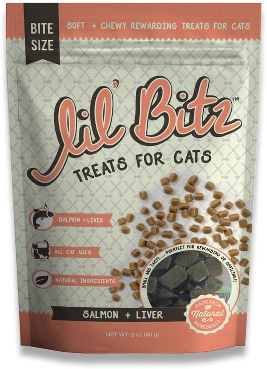Lil' Bitz training Treats for Cats (1 Pack, All Cat Sizes - Salmon & Liver)