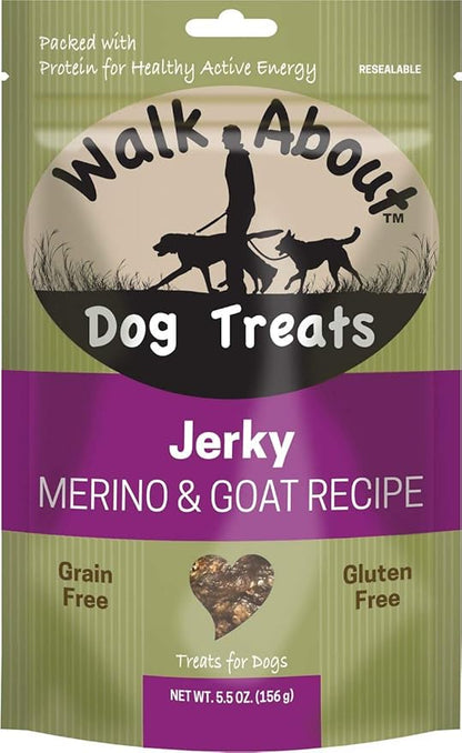 WA10002, Premium Jerky Dog Treats, Grain-Free, Gluten-Free, Single Source Protein, Lamb and Goat Recipe, Resealable Pouch, 5.5 Ounces