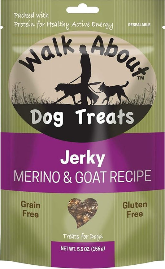 WA10002, Premium Jerky Dog Treats, Grain-Free, Gluten-Free, Single Source Protein, Lamb and Goat Recipe, Resealable Pouch, 5.5 Ounces