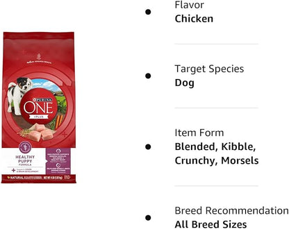 Purina ONE Plus Healthy Puppy Formula High Protein Natural Dry Puppy Food with added vitamins, minerals and nutrients - (Pack of 4) 4 lb. Bags