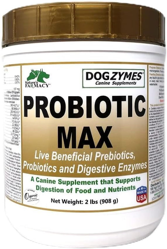 Dogzymes Probiotic Max -10 billion CFU's Probiotics, Prebiotics, Digestive Enzymes (2 pound)