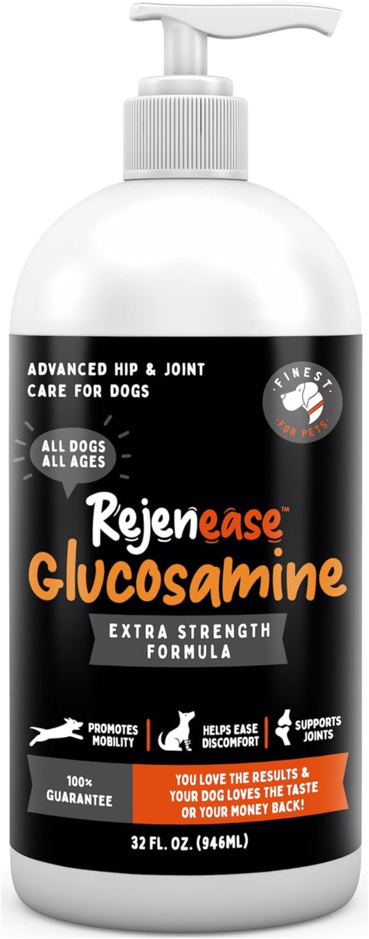 Premium Liquid Glucosamine Hip and Joint Supplement for Dogs 32oz - Natural Arthritis Pain Relief, Swelling & Inflammation Reduction, Muscle & Knee Support, with Chondroitin MSM and Hyaluronic Acid