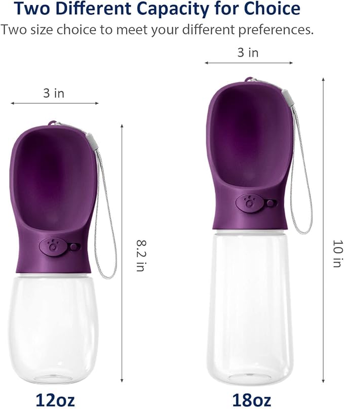 WePet Portable Dog Water Bottle, 12 OZ, Leak Proof Puppy Water Dispenser with Drinking Feeder for Pets Outdoor Walking, Hiking, Travel, Food Grade Plastic