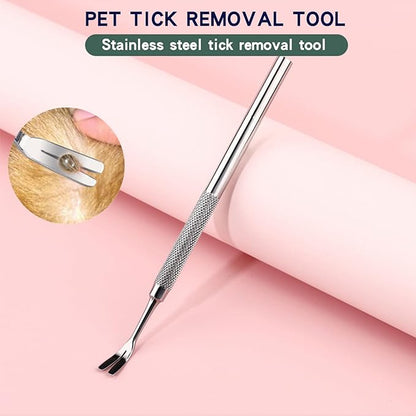 Tick Removal Tool,Tick Remover for Dogs,Pet First aid kit Ttwister Tweezers,Tick Key,Dog Hiking Camping Gear,Cat flea and tick Treatment (1 Set), Metal ash