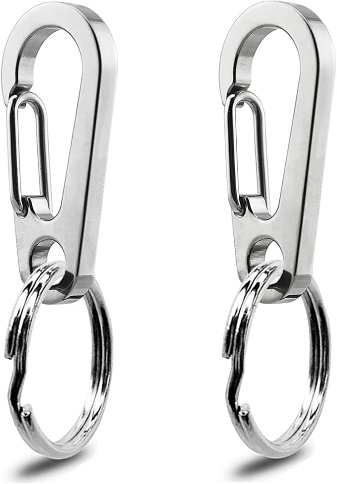 IVIA Dog Tag Clips / 2 Pack/Multiple Size 304 Stainless Steel Quick Clip with Rings/Easy Change Dog Cat ID Tag Holder for Small pet Collars and Harnesses.(2 Medium Silver)