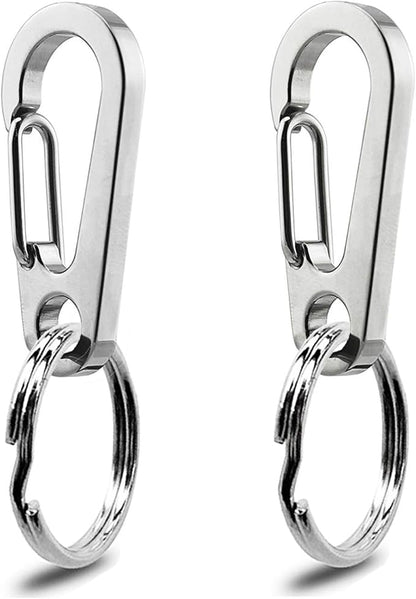 IVIA Dog Tag Clips / 2 Pack/Multiple Size 304 Stainless Steel Quick Clip with Rings/Easy Change Dog Cat ID Tag Holder for Small pet Collars and Harnesses.(2 Medium Silver)