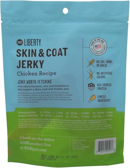 Bixbi Liberty Skin & Coat Jerky Dog Treats 2 Flavor Variety, (1) Each: Beef Lung, Chicken (5 Ounces) Plus Rope Toy and Fun Facts Booklet Bundle