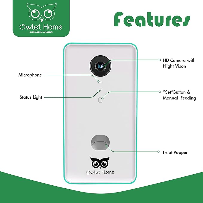 Pet Camera with Treat Dispenser Tossing for Dogs/Cats, 2.4Ghz & 5Ghz WiFi, 1080P Camera, Live Video, Auto Night Vision, 2-Way Audio, Compatible with Alexa, pre-Recorded Voice Message