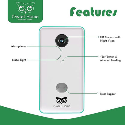 Pet Camera with Treat Dispenser Tossing for Dogs/Cats, 2.4Ghz & 5Ghz WiFi, 1080P Camera, Live Video, Auto Night Vision, 2-Way Audio, Compatible with Alexa, pre-Recorded Voice Message