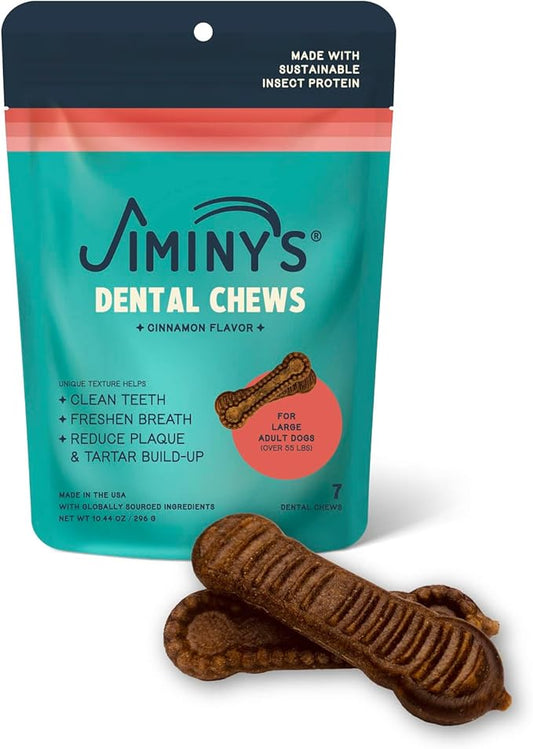 Jiminy's Dental Chews for Dogs, Cinnamon, Large, 7ct (Pack of 1)