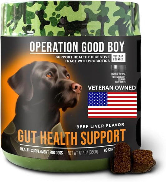 Operation Good Boy - SRE: Digestion Supplement/Probiotic for Pets - 90 Count Soft Chews - 12.7oz - Made Natural Ingredients - Veteran Owned